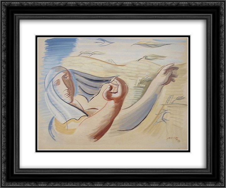 31 24x20 Black Ornate Wood Framed Art Print Poster with Double Matting by Survage, Leopold