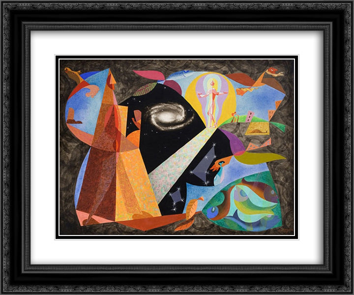 Destins 24x20 Black Ornate Wood Framed Art Print Poster with Double Matting by Survage, Leopold