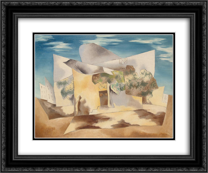 Landscape 24x20 Black Ornate Wood Framed Art Print Poster with Double Matting by Survage, Leopold