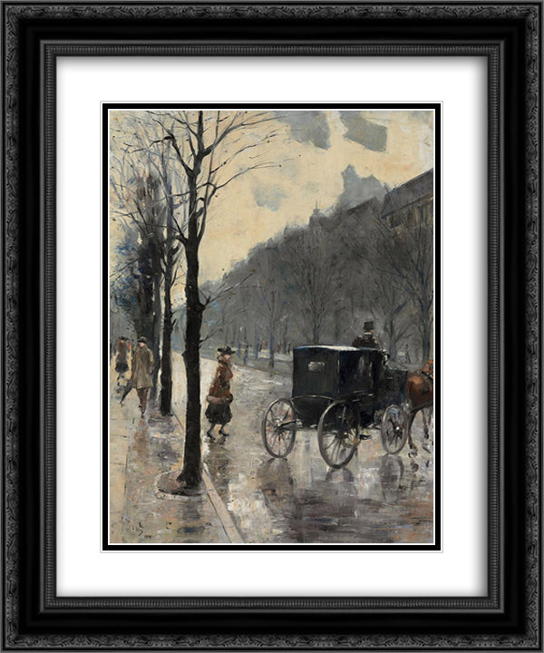 Am Kurfurstendamm 20x24 Black Ornate Wood Framed Art Print Poster with Double Matting by Ury, Lesser
