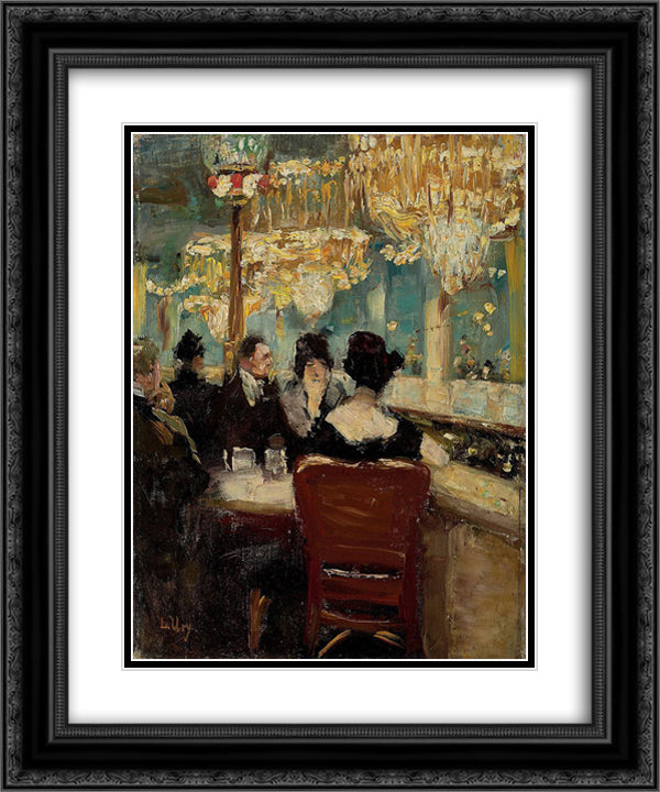 Galerie im Cafe Vaterland am Potsdamer Platz, Berlin 20x24 Black Ornate Wood Framed Art Print Poster with Double Matting by Ury, Lesser