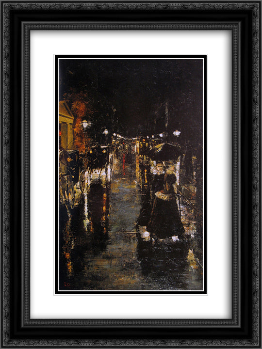 Leipziger Strasse 18x24 Black Ornate Wood Framed Art Print Poster with Double Matting by Ury, Lesser