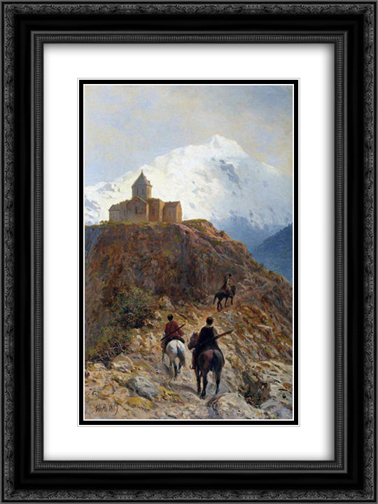 Caucasian view 18x24 Black Ornate Wood Framed Art Print Poster with Double Matting by Lagorio, Lev