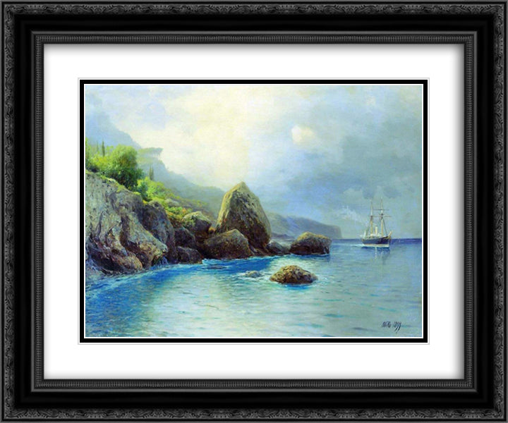 Coast of the sea 24x20 Black Ornate Wood Framed Art Print Poster with Double Matting by Lagorio, Lev