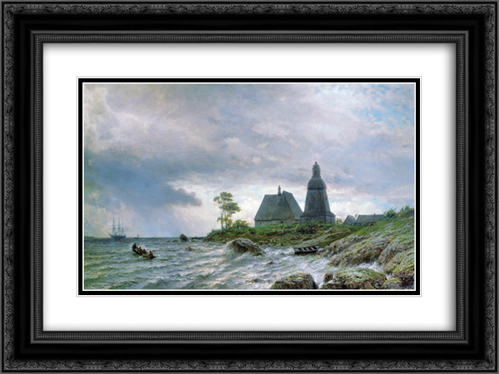 Northern landscape 24x18 Black Ornate Wood Framed Art Print Poster with Double Matting by Lagorio, Lev