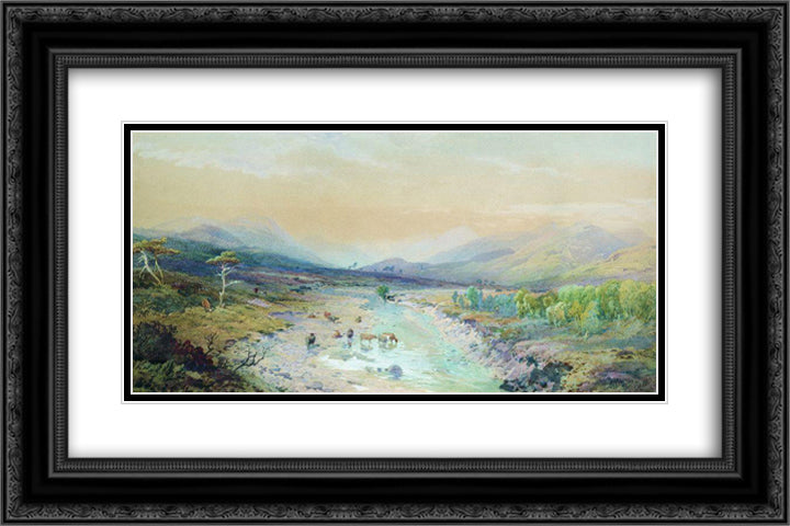 River in the foothills 24x16 Black Ornate Wood Framed Art Print Poster with Double Matting by Lagorio, Lev