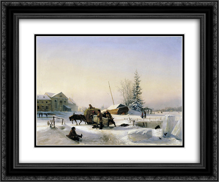 Transportation of Ice 24x20 Black Ornate Wood Framed Art Print Poster with Double Matting by Lagorio, Lev