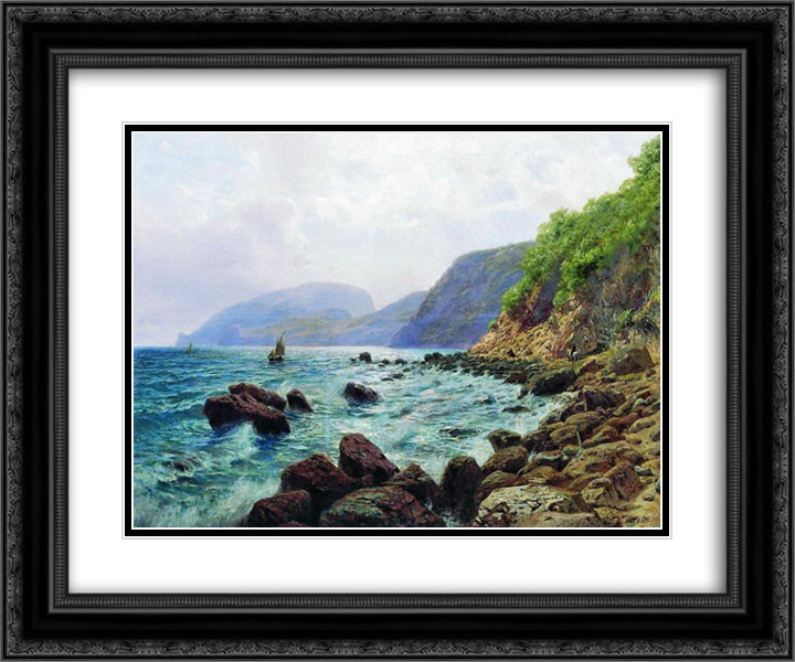 View of Ayu-Dag from Alushta 24x20 Black Ornate Wood Framed Art Print Poster with Double Matting by Lagorio, Lev