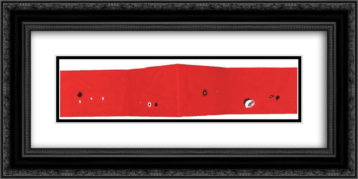 Folding Scroll 24x12 Black Ornate Wood Framed Art Print Poster with Double Matting by Yuan Chia, Li