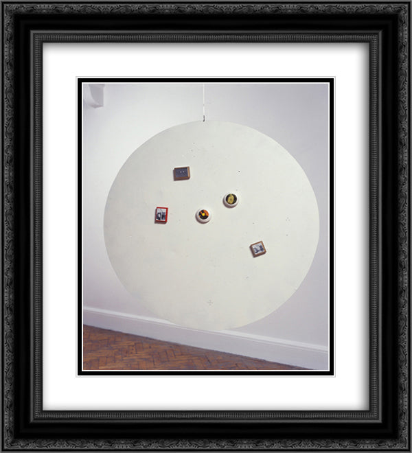 Untitled (Moveable Magnetic Photographic Points on Metallic Disc) 20x22 Black Ornate Wood Framed Art Print Poster with Double Matting by Yuan Chia, Li