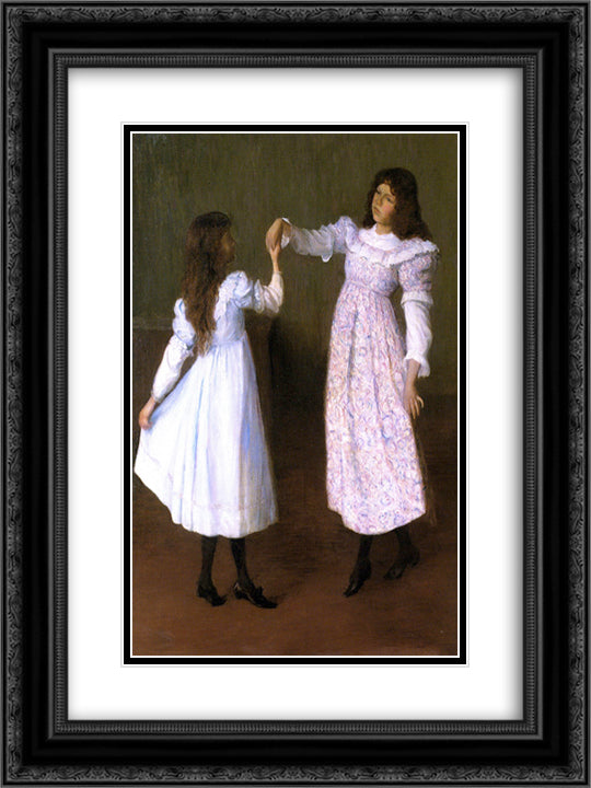 Children Dancing, II 18x24 Black Ornate Wood Framed Art Print Poster with Double Matting by Cabot Perry, Lilla