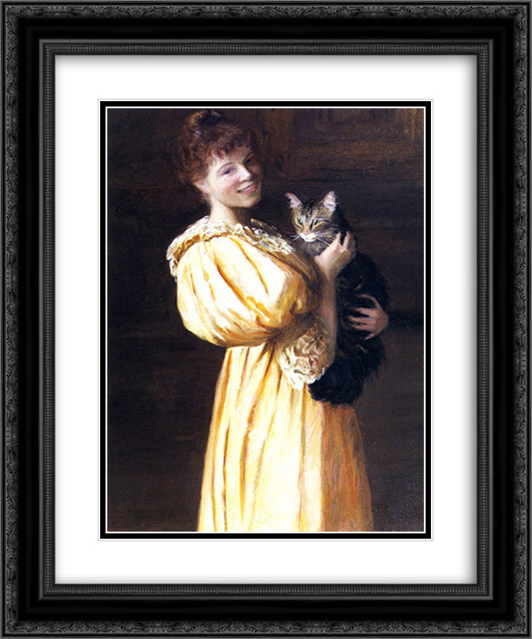 Edith with Lierre 20x24 Black Ornate Wood Framed Art Print Poster with Double Matting by Cabot Perry, Lilla