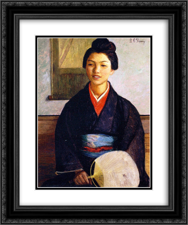 Japanese Girl 20x24 Black Ornate Wood Framed Art Print Poster with Double Matting by Cabot Perry, Lilla