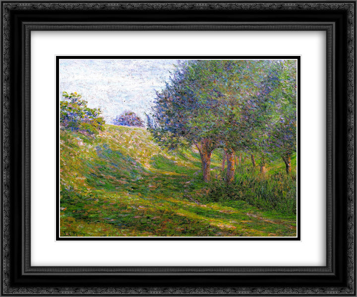 Late Afternoon - Giverny (also known as Railway Embankment - Giverny, Normandy Landscape) 24x20 Black Ornate Wood Framed Art Print Poster with Double Matting by Cabot Perry, Lilla