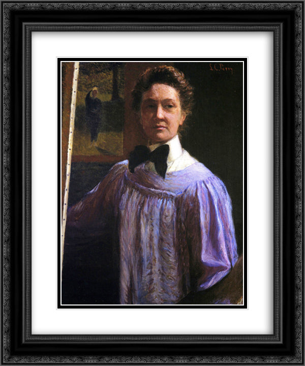 Self Portrait 20x24 Black Ornate Wood Framed Art Print Poster with Double Matting by Cabot Perry, Lilla