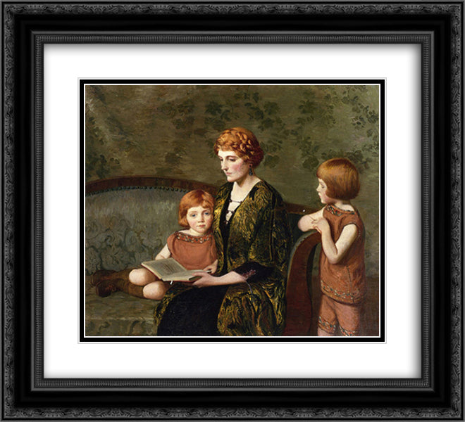 The Story Hour 22x20 Black Ornate Wood Framed Art Print Poster with Double Matting by Cabot Perry, Lilla