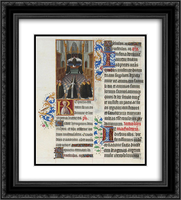 A Funeral Service 20x22 Black Ornate Wood Framed Art Print Poster with Double Matting by Limbourg Brothers