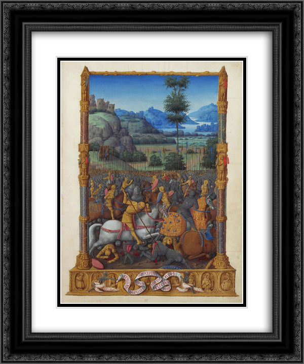 David's Victory 20x24 Black Ornate Wood Framed Art Print Poster with Double Matting by Limbourg Brothers