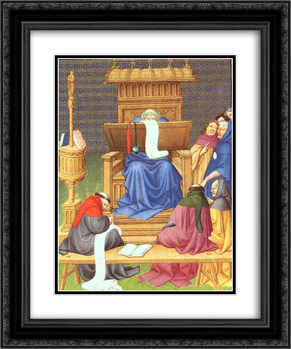 Diocres Expounding the Scriptures 20x24 Black Ornate Wood Framed Art Print Poster with Double Matting by Limbourg Brothers