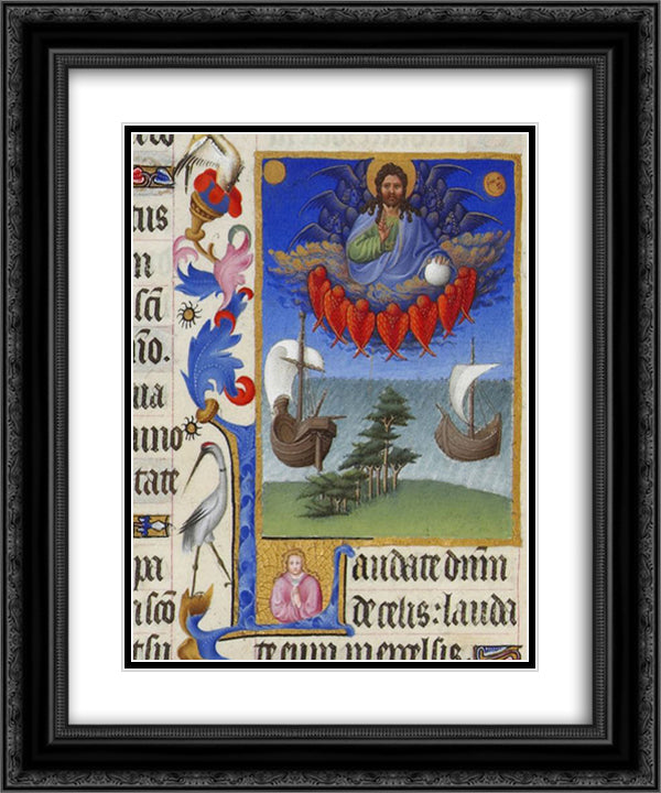 God in Majesty 20x24 Black Ornate Wood Framed Art Print Poster with Double Matting by Limbourg Brothers