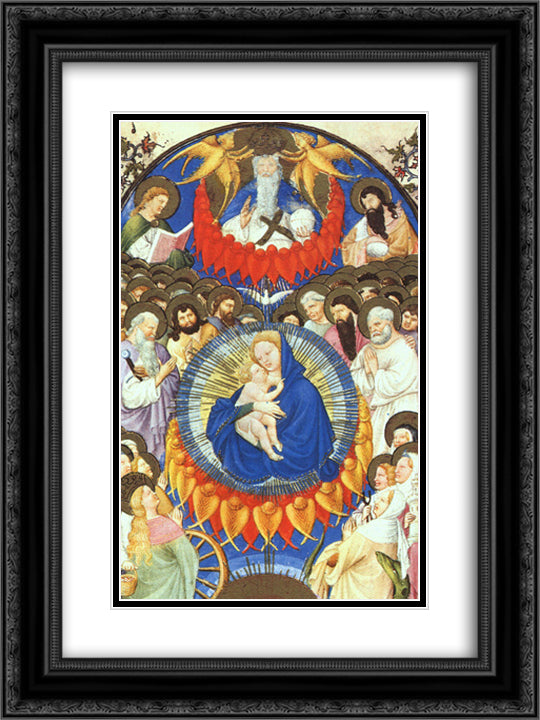 Heavenly Host 18x24 Black Ornate Wood Framed Art Print Poster with Double Matting by Limbourg Brothers
