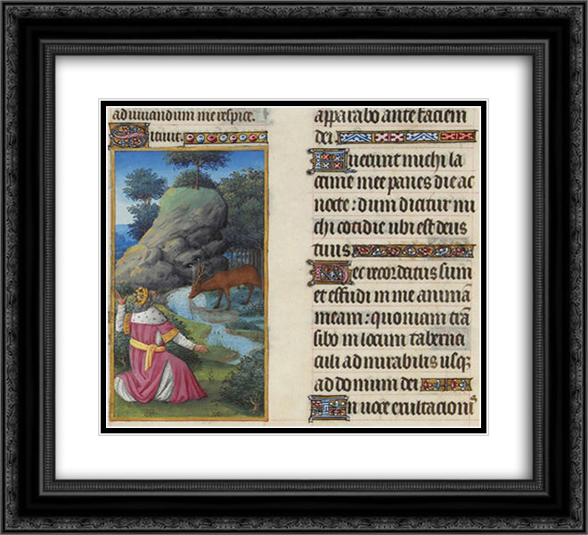 Psalm XLI 22x20 Black Ornate Wood Framed Art Print Poster with Double Matting by Limbourg Brothers