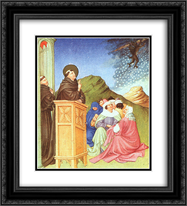 St. Anthony of Padua Stilling a Storm 20x22 Black Ornate Wood Framed Art Print Poster with Double Matting by Limbourg Brothers