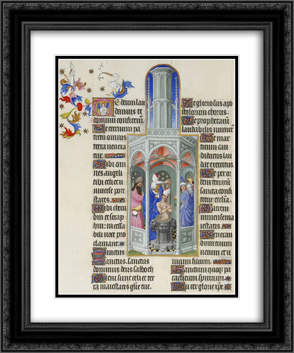 The Baptism of Saint Augustine 20x24 Black Ornate Wood Framed Art Print Poster with Double Matting by Limbourg Brothers