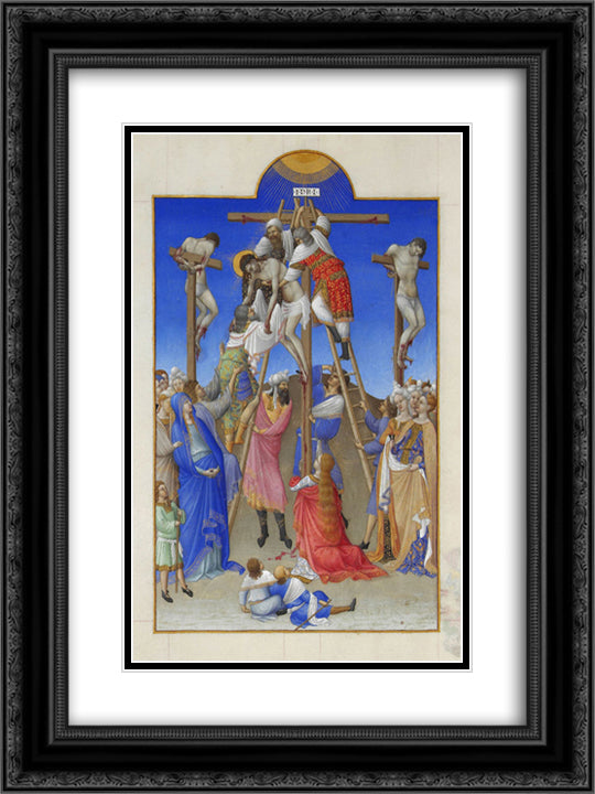 The Deposition 18x24 Black Ornate Wood Framed Art Print Poster with Double Matting by Limbourg Brothers