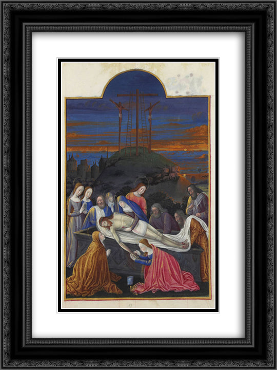 The Entombment 18x24 Black Ornate Wood Framed Art Print Poster with Double Matting by Limbourg Brothers