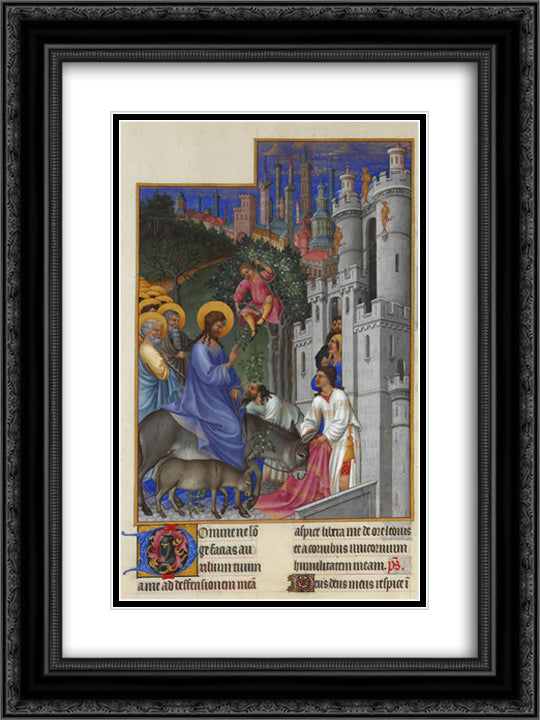 The Entry into Jerusalem 18x24 Black Ornate Wood Framed Art Print Poster with Double Matting by Limbourg Brothers