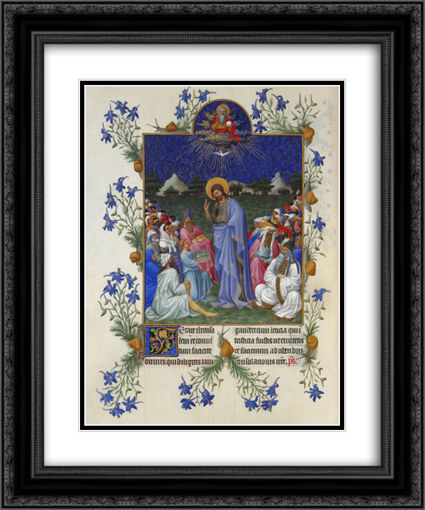The Feeding of the Multitude 20x24 Black Ornate Wood Framed Art Print Poster with Double Matting by Limbourg Brothers