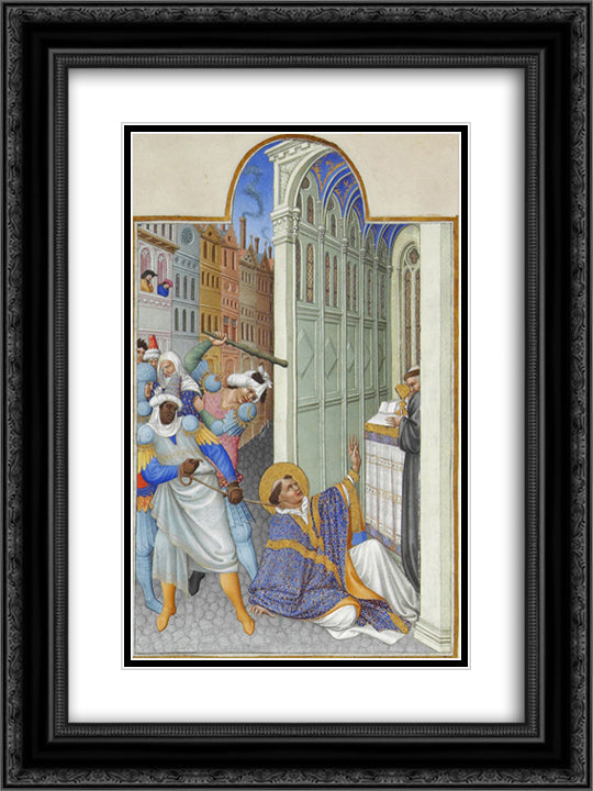 The Martyrdom of Saint Mark 18x24 Black Ornate Wood Framed Art Print Poster with Double Matting by Limbourg Brothers