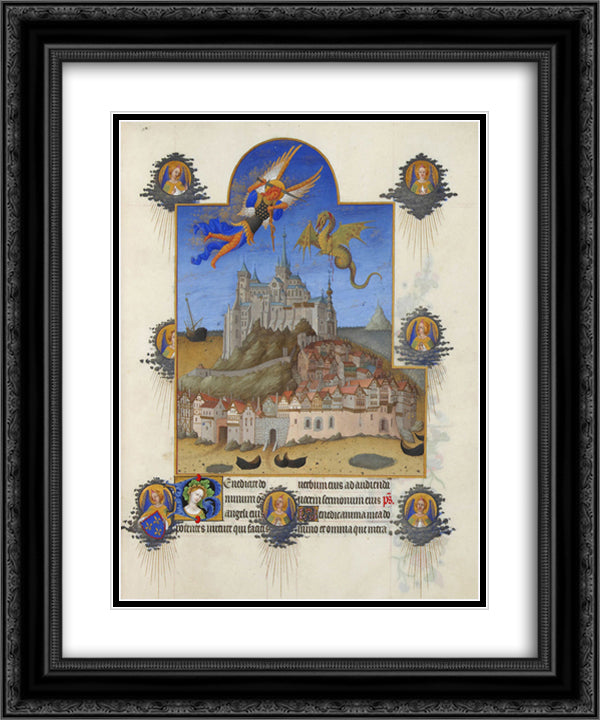 The Mass of Saint Michael 20x24 Black Ornate Wood Framed Art Print Poster with Double Matting by Limbourg Brothers
