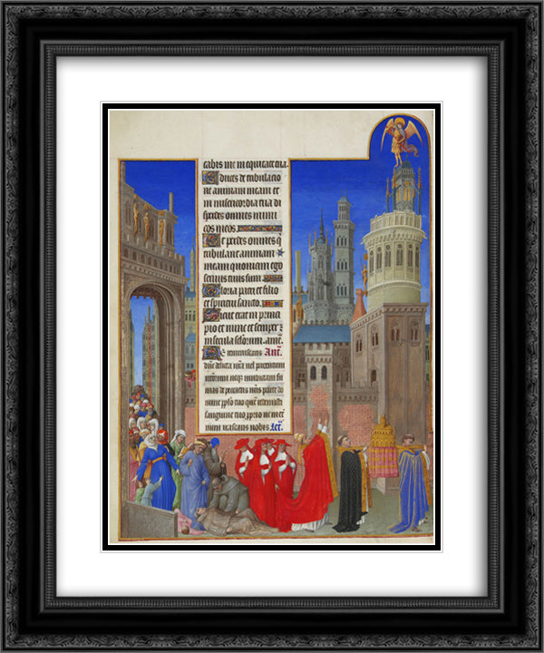 The Procession of Saint Gregory 20x24 Black Ornate Wood Framed Art Print Poster with Double Matting by Limbourg Brothers