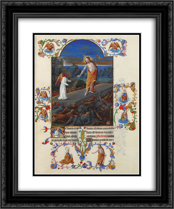 The Resurrection 20x24 Black Ornate Wood Framed Art Print Poster with Double Matting by Limbourg Brothers