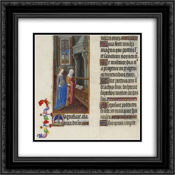 The Visitation 20x20 Black Ornate Wood Framed Art Print Poster with Double Matting by Limbourg Brothers