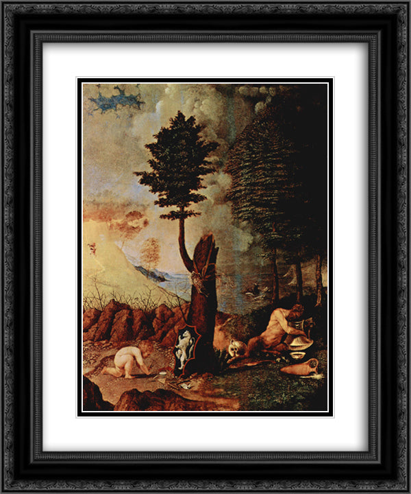 Allegory (Allegory of prudence and wisdom) 20x24 Black Ornate Wood Framed Art Print Poster with Double Matting by Lotto, Lorenzo