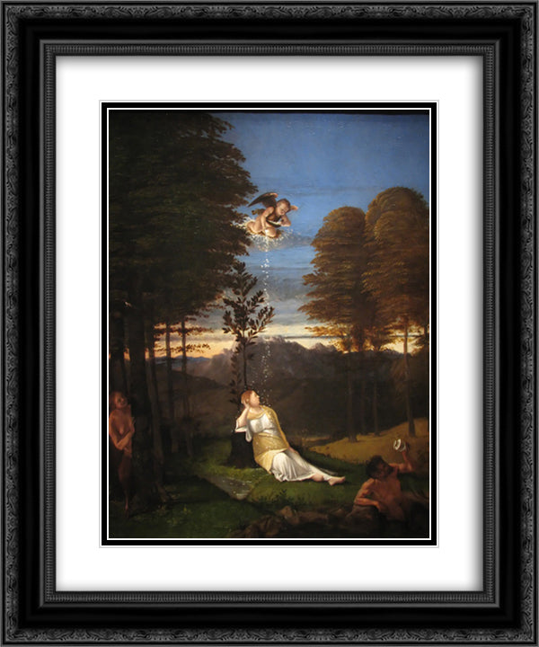 Allegory of Chastity 20x24 Black Ornate Wood Framed Art Print Poster with Double Matting by Lotto, Lorenzo