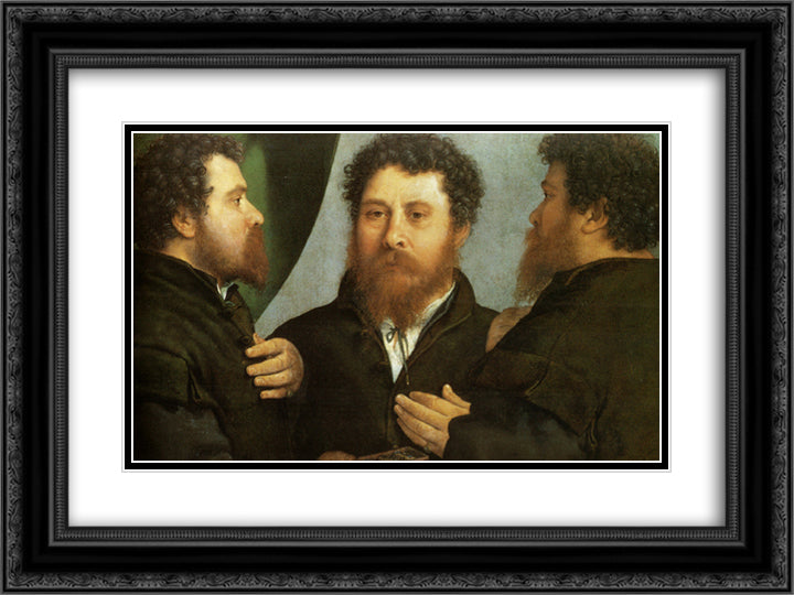 Goldsmith seen from three sides 24x18 Black Ornate Wood Framed Art Print Poster with Double Matting by Lotto, Lorenzo