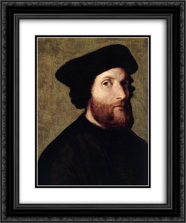 Self-Portrait 20x24 Black Ornate Wood Framed Art Print Poster with Double Matting by Lotto, Lorenzo