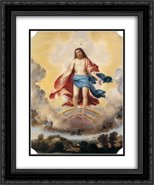 The Trinity 20x24 Black Ornate Wood Framed Art Print Poster with Double Matting by Lotto, Lorenzo