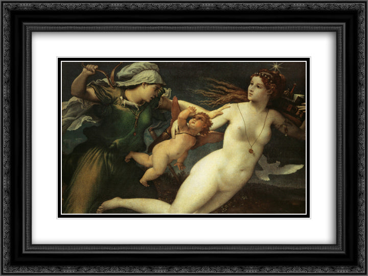 Triumph of Chastity 24x18 Black Ornate Wood Framed Art Print Poster with Double Matting by Lotto, Lorenzo