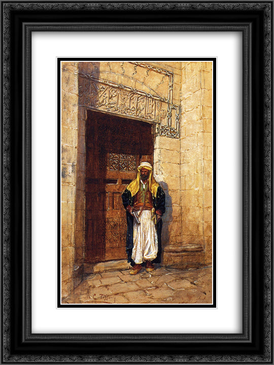 Arabian Subject 18x24 Black Ornate Wood Framed Art Print Poster with Double Matting by Tiffany, Louis Comfort