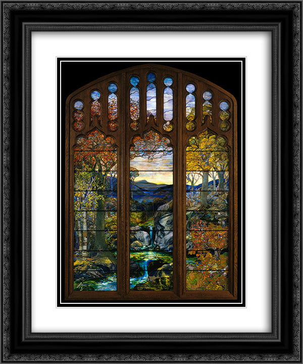 Autumn Landscape 20x24 Black Ornate Wood Framed Art Print Poster with Double Matting by Tiffany, Louis Comfort