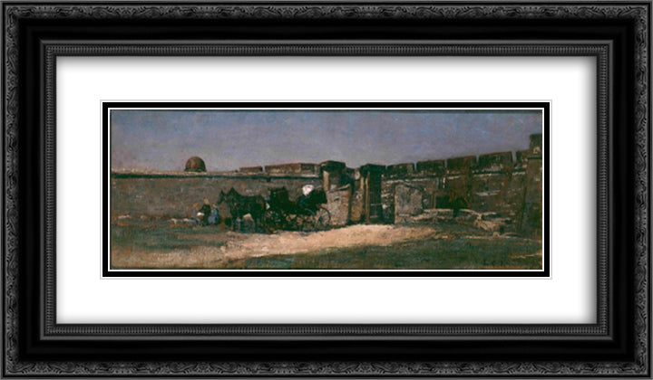 Castillo de San Marcos, St. Augustine, Florida 24x14 Black Ornate Wood Framed Art Print Poster with Double Matting by Tiffany, Louis Comfort
