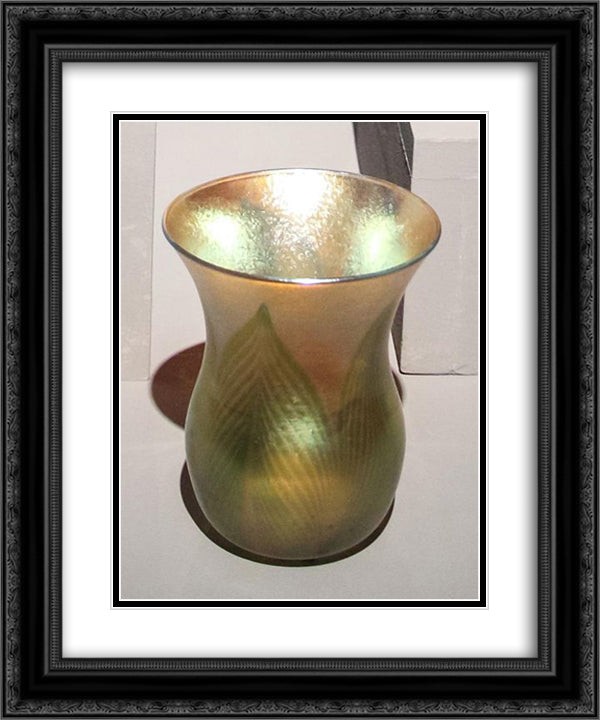 Chalice with stylized painted leaves 20x24 Black Ornate Wood Framed Art Print Poster with Double Matting by Tiffany, Louis Comfort
