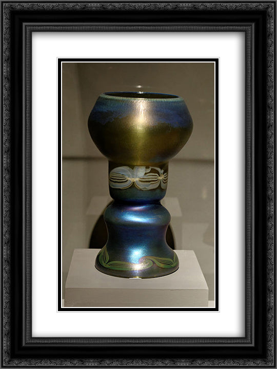 Chalice-shaped decorative glass 18x24 Black Ornate Wood Framed Art Print Poster with Double Matting by Tiffany, Louis Comfort