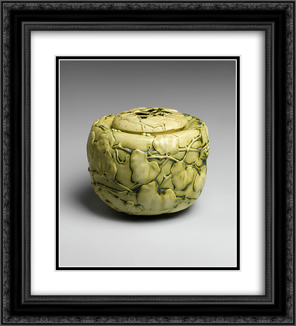 Covered Bowl with Virginia Creeper 20x22 Black Ornate Wood Framed Art Print Poster with Double Matting by Tiffany, Louis Comfort