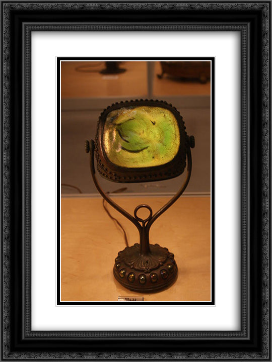 Desk lamp 18x24 Black Ornate Wood Framed Art Print Poster with Double Matting by Tiffany, Louis Comfort